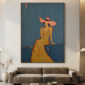 Handcrafted Abstract Cocktail Lady Oil Painting #SS312