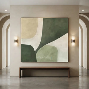Beige-&-Green-Abstract-Wall-Art-for-large-art-corridor-04.webp
