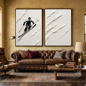Dynamic Skier Textured Oil Painting #NM653