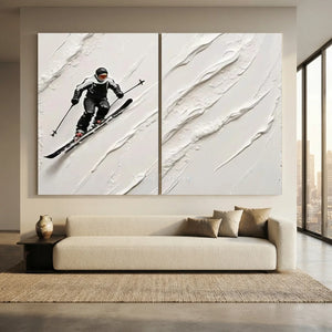 Dynamic Skier Textured Oil Painting #NM653
