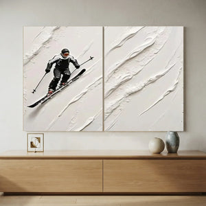 Dynamic Skier Textured Oil Painting #NM653