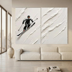 Dynamic Skier Textured Oil Painting #NM653