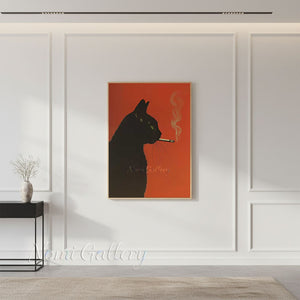 Modern Pop Art Black Cat Smoking Cigarette Oil Painting #SS261