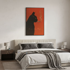 Modern Pop Art Black Cat Smoking Cigarette Oil Painting #SS261