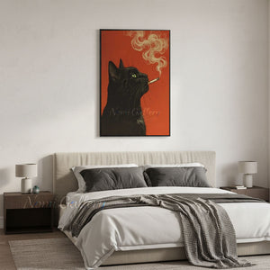 Pop Art Red Canvas Painting - Smoking Cat #SS262