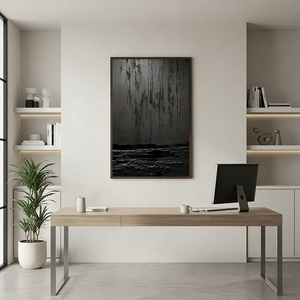 Minimalist Black Drip Texture Oil Painting - Handmade Abstract Art #SS058