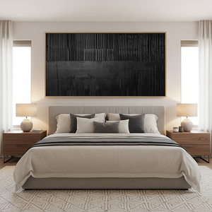 Modern Black Minimalist Textured Oil Painting #SS114