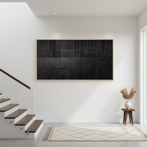 Modern Black Minimalist Textured Oil Painting #SS114