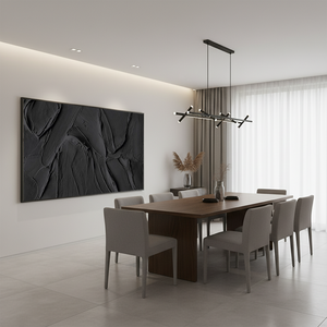 Large Black Impasto Textured Oil Painting #SS115