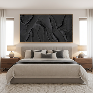 Large Black Impasto Textured Oil Painting #SS115