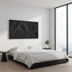 Large Black Impasto Textured Oil Painting #SS115