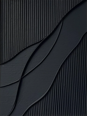 Large Black 3D Textured Zen Oil Painting - Minimalist Wabi Sabi Art #SS084