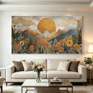 Handpainted Boho Mountain Landscape Oil Painting #SS290