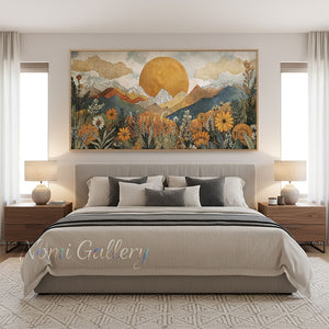 Handpainted Boho Mountain Landscape Oil Painting #SS290