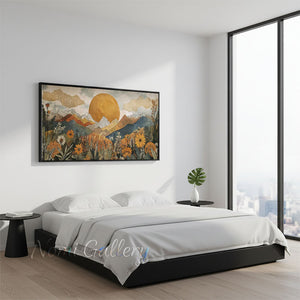 Handpainted Boho Mountain Landscape Oil Painting #SS290