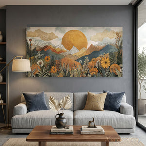 Handpainted Boho Mountain Landscape Oil Painting #SS290