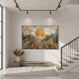 Handpainted Boho Mountain Landscape Oil Painting #SS290