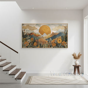 Handpainted Boho Mountain Landscape Oil Painting #SS290