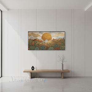 Handmade Boho Desert Landscape Oil Painting #SS291