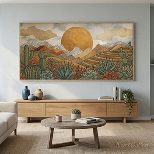 Handmade Boho Desert Landscape Oil Painting #SS291