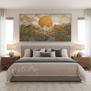 Handmade Boho Desert Landscape Oil Painting #SS291