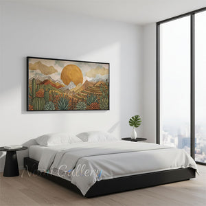 Handmade Boho Desert Landscape Oil Painting #SS291