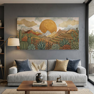 Handmade Boho Desert Landscape Oil Painting #SS291