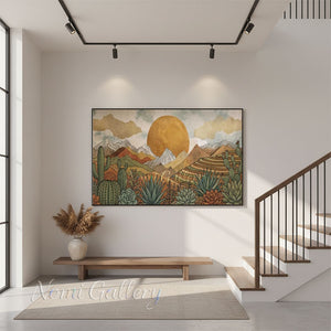 Handmade Boho Desert Landscape Oil Painting #SS291