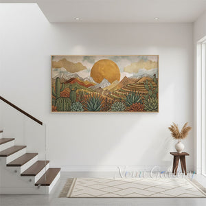 Handmade Boho Desert Landscape Oil Painting #SS291