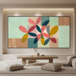 Minimalist Abstract Geometric Floral Oil Painting #SS293