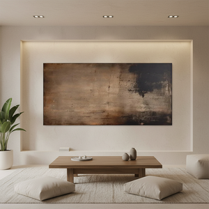 Brown Abstract Tranquility Oil Painting - Handmade Earthy Wabi Sabi Art #SS116