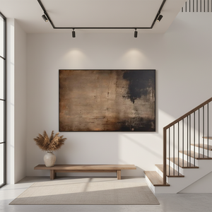 Brown Abstract Tranquility Oil Painting - Handmade Earthy Wabi Sabi Art #SS116