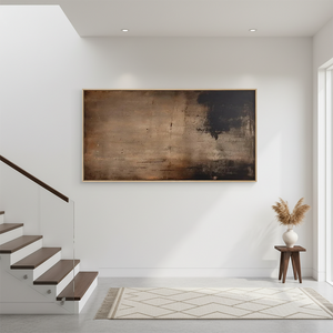 Brown Abstract Tranquility Oil Painting - Handmade Earthy Wabi Sabi Art #SS116
