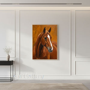 Handmade Modern Textured Brown Horse Animal Canvas Art #TC030