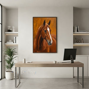 Handmade Modern Textured Brown Horse Animal Canvas Art #TC030