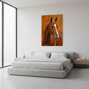 Handmade Modern Textured Brown Horse Animal Canvas Art #TC030