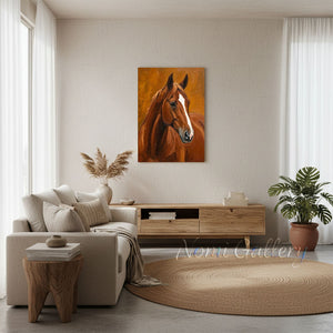 Handmade Modern Textured Brown Horse Animal Canvas Art #TC030
