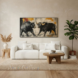 Modern Abstract Bull and Bear Oil Painting #SS294