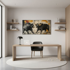Modern Abstract Bull and Bear Oil Painting #SS294