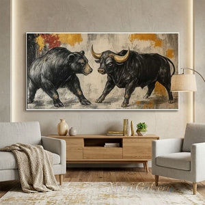 Modern Abstract Bull and Bear Oil Painting #SS294