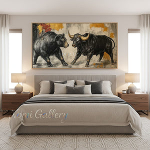 Modern Abstract Bull and Bear Oil Painting #SS294