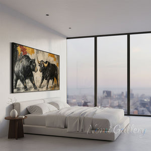 Modern Abstract Bull and Bear Oil Painting #SS294