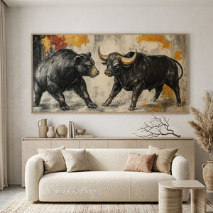 Modern Abstract Bull and Bear Oil Painting #SS294