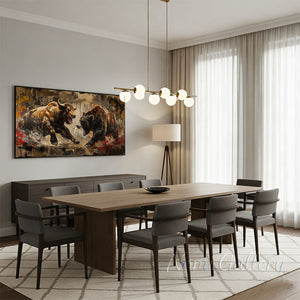 100% Hand-Painted Textured Bull and Bear Art #SS295