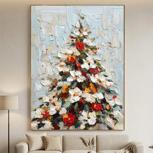 Vibrant Textured Christmas Tree Oil Painting #NM542