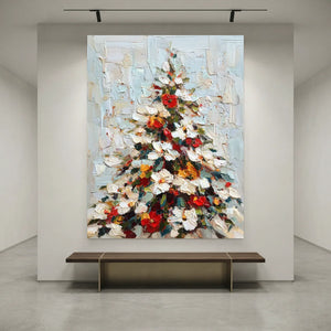 Vibrant Textured Christmas Tree Oil Painting #NM542