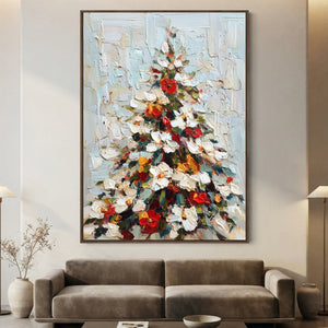 Vibrant Textured Christmas Tree Oil Painting #NM542