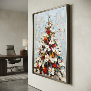Vibrant Textured Christmas Tree Oil Painting #NM542