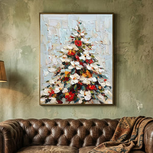 Vibrant Textured Christmas Tree Oil Painting #NM542