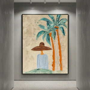 Handcrafted Abstract Coastal Lady Oil Painting #SS313